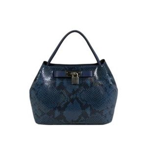 Genuine snake print handbag with inner pouch